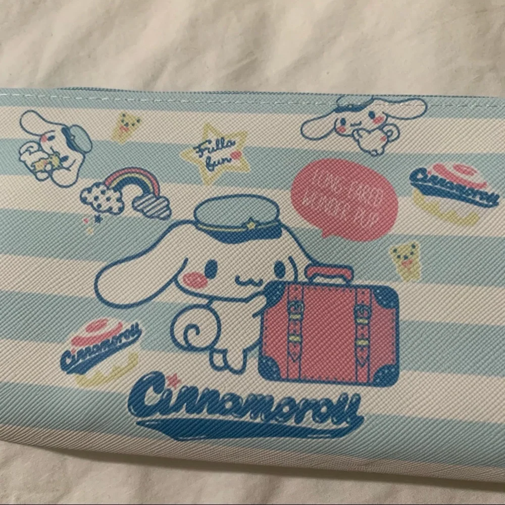 Cinnamoroll Baby Blue and White Striped Zip Pencil Bag